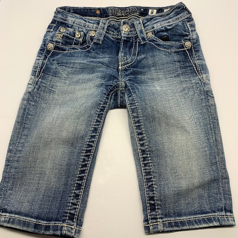 Miss Me Girls Denim Bermuda Shorts Size 8